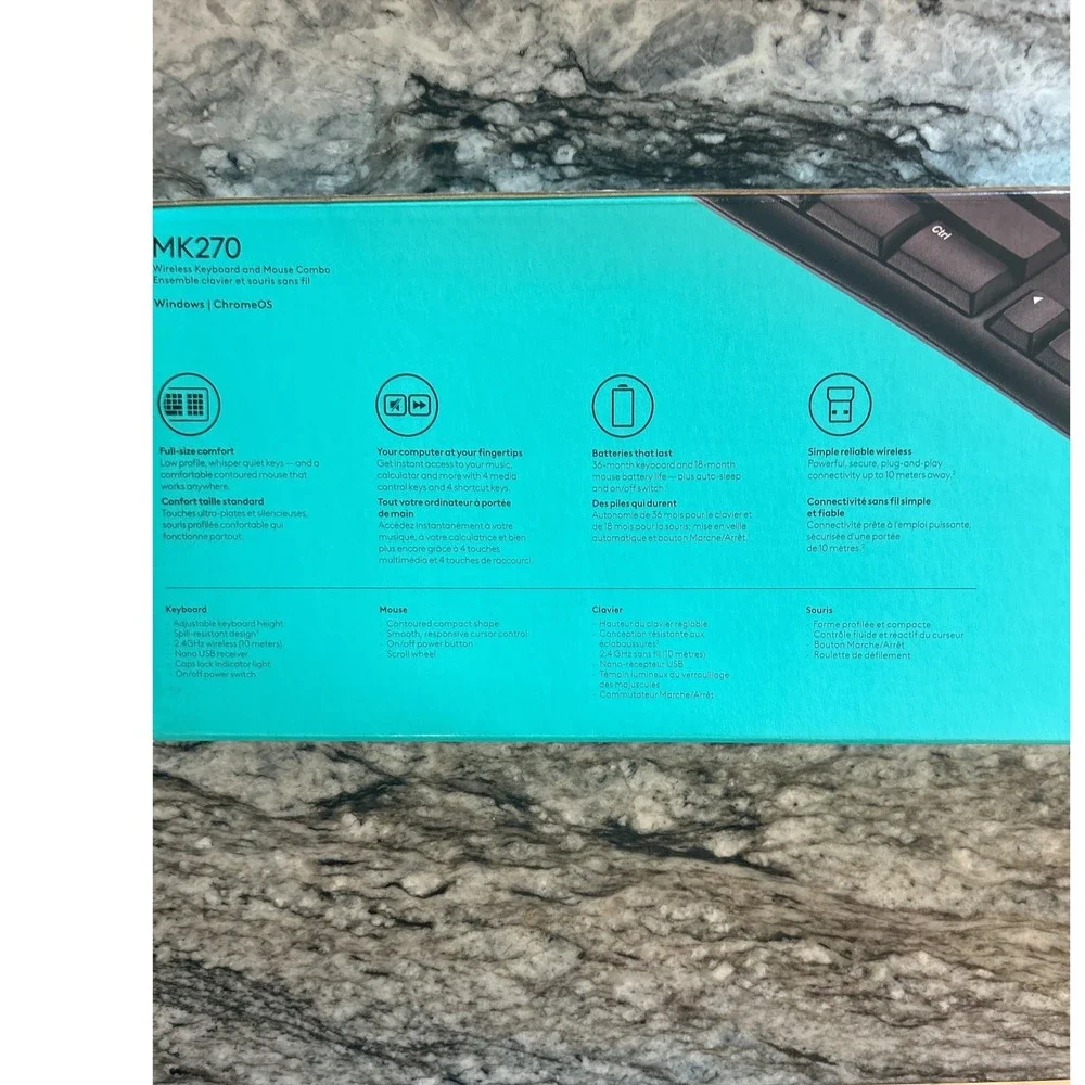 Logitech MK270 Wireless Keyboard and Mouse Combo Black 920-008813 New